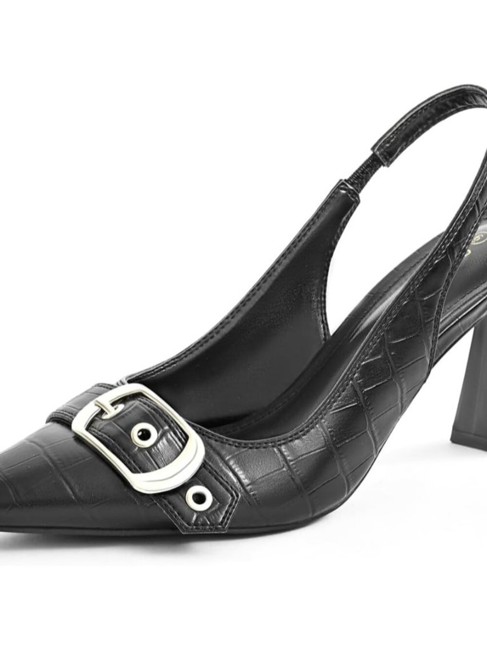 Women’s Slingback Kitten Heels Pointed Toe Buckle Strap Slip On Work Party Weddi